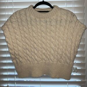 White cropped knit sleeveless sweater, women’s M, Zara